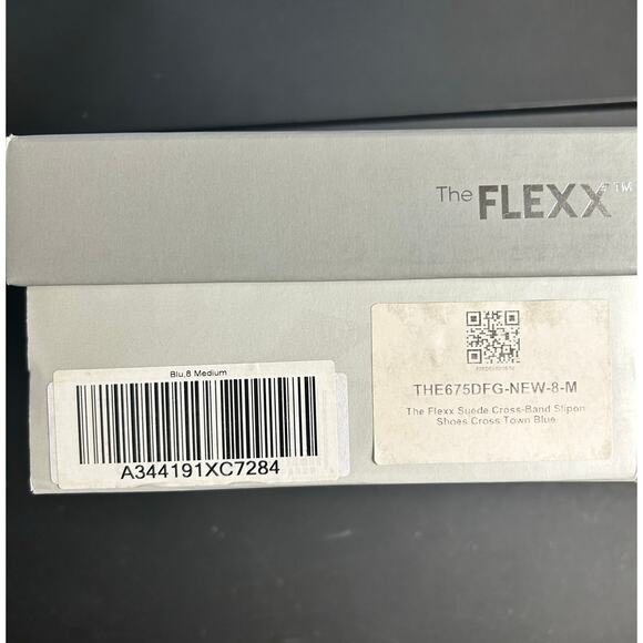 The Flexx Women's Suede Cross Band Slip On Wedge 8M Blue New in Box! - Picture 7 of 8